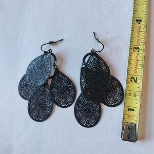 Vintage Black Earrings 3 Inch Drop
